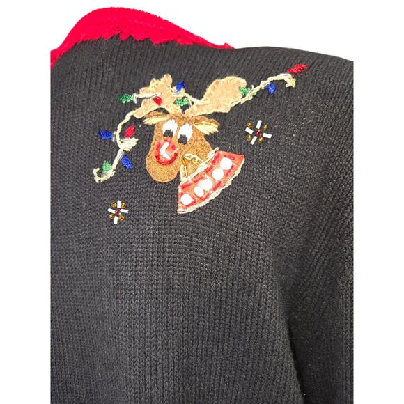 Tiara petites Christmas Cardigan Embroidered Reindeer Snowflakes PXL - Picture 4 of 5